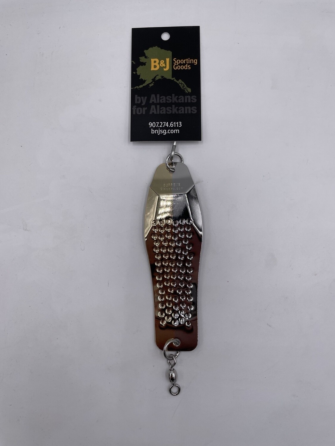 B&amp;J Salmon Magic Trolling Spoon Chrome/Gold sz 7