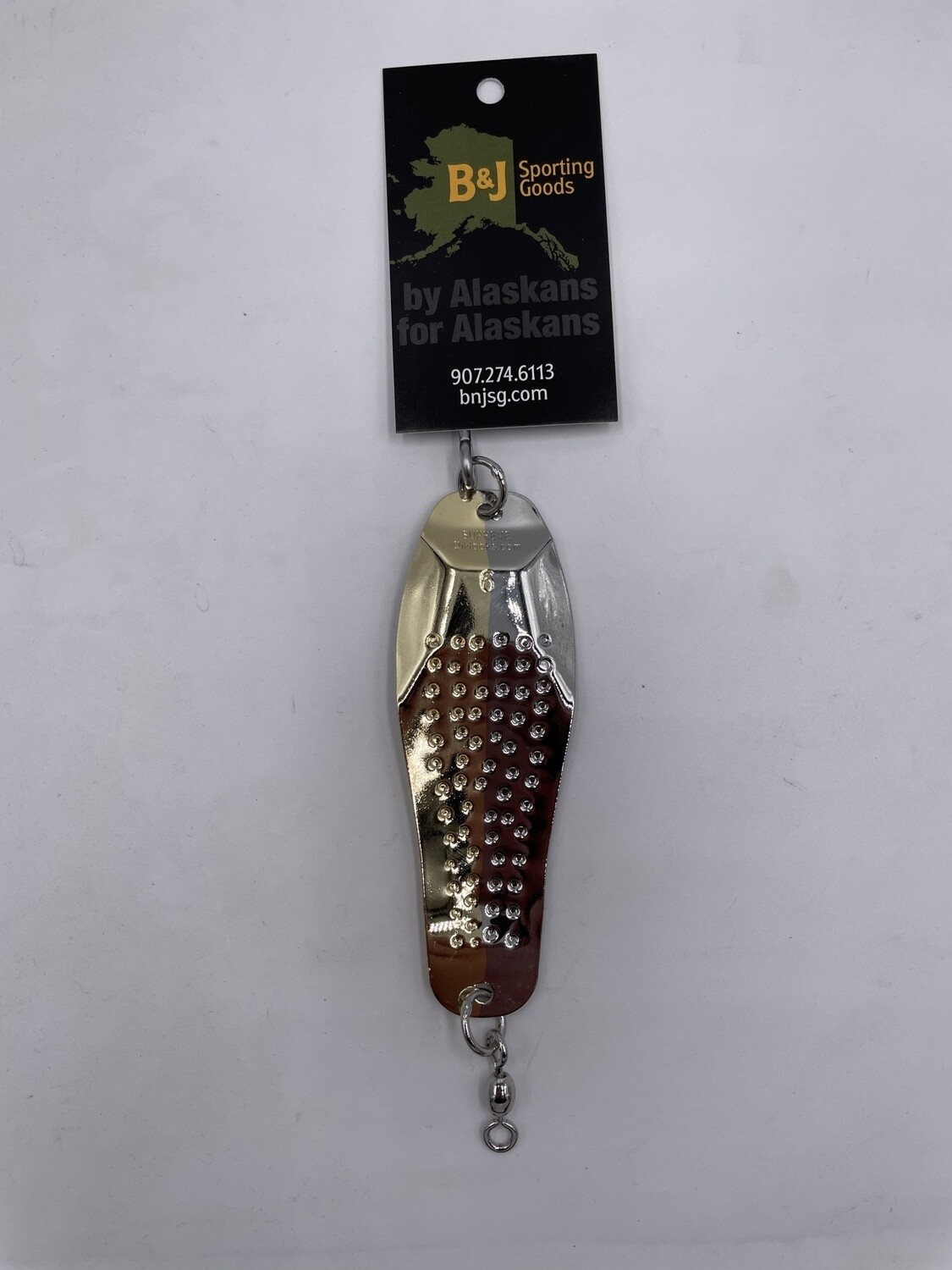 B&amp;J Salmon Magic Trolling Spoon Chrome/Gold sz 6