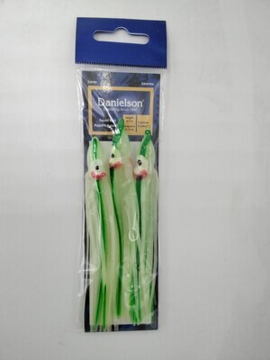 Danielson SQD453118 Squid Bait 4.5&#39;&#39; Glow/Green Streak 3pk