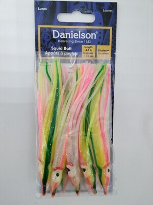 Danielson SQD4510100 Squid Bait 4.5&#39;&#39; Chartreuse/Pink/Prl/Ema Gross