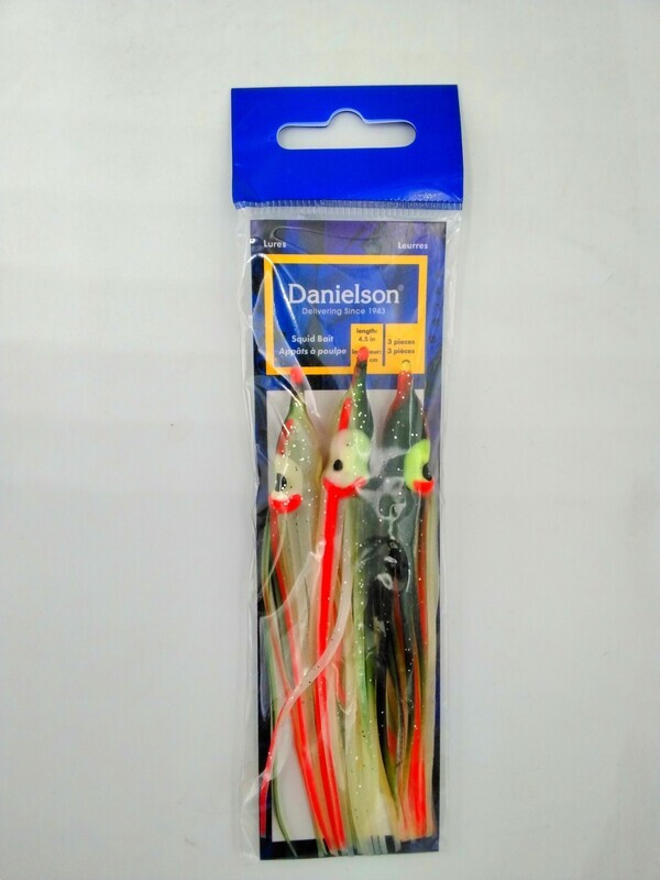 Danielson Squid Bait Skirt 4.5&#39;&#39; SQD453128 UV Army Truck Green / Red 3pk