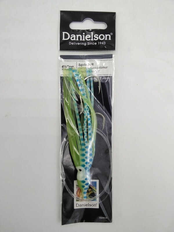 Danielson Squid Skirt Rigged 4.5&#39;&#39; SQDR30 Blue Scl / Bright Green