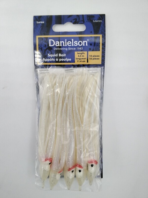 Danielson Squid Bait Skirt 4.5&#39;&#39; SQD4510141 UV Pearl 10pk