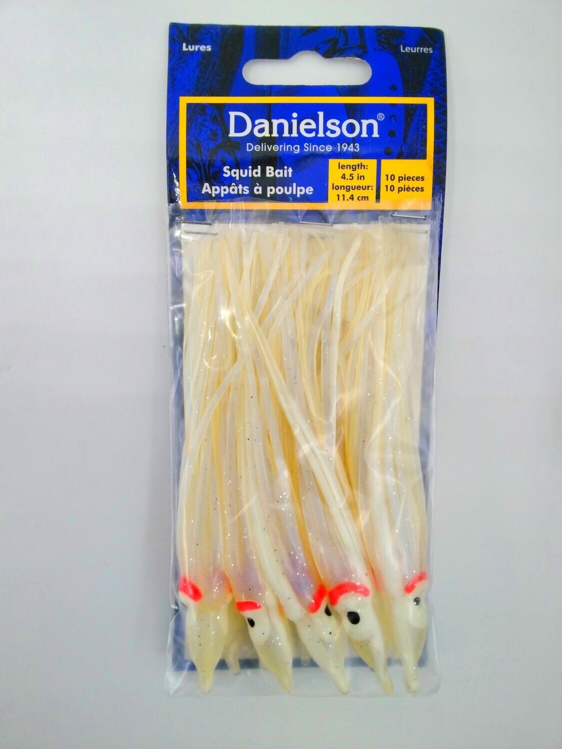Danielson SQD4510122 Squid Bait 4.5'' Pearl w/Glow St 10pk