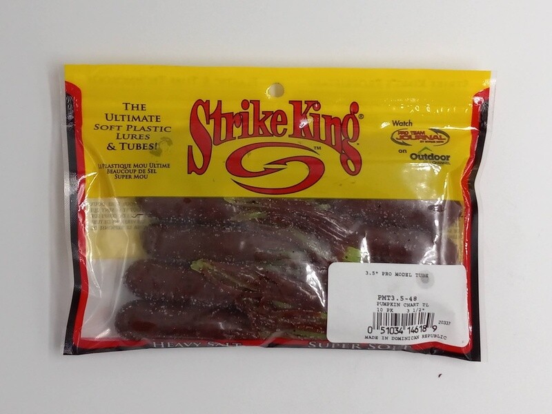 Strike King PMT3.5-48 Pro Model KVD Tube Bait, 3 1/2&quot;,Pumpkin/Chart Tl