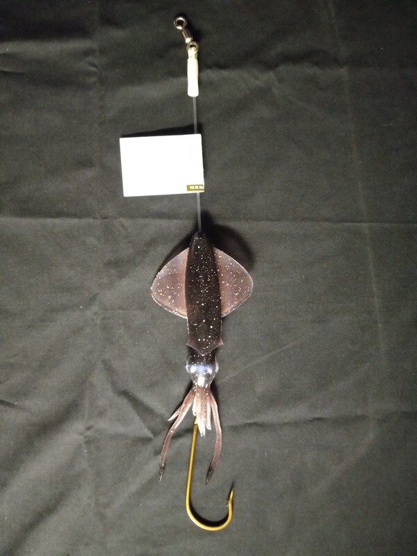B&amp;J Savage Squid Rig 10" Brown UV 14/0 J-Hook