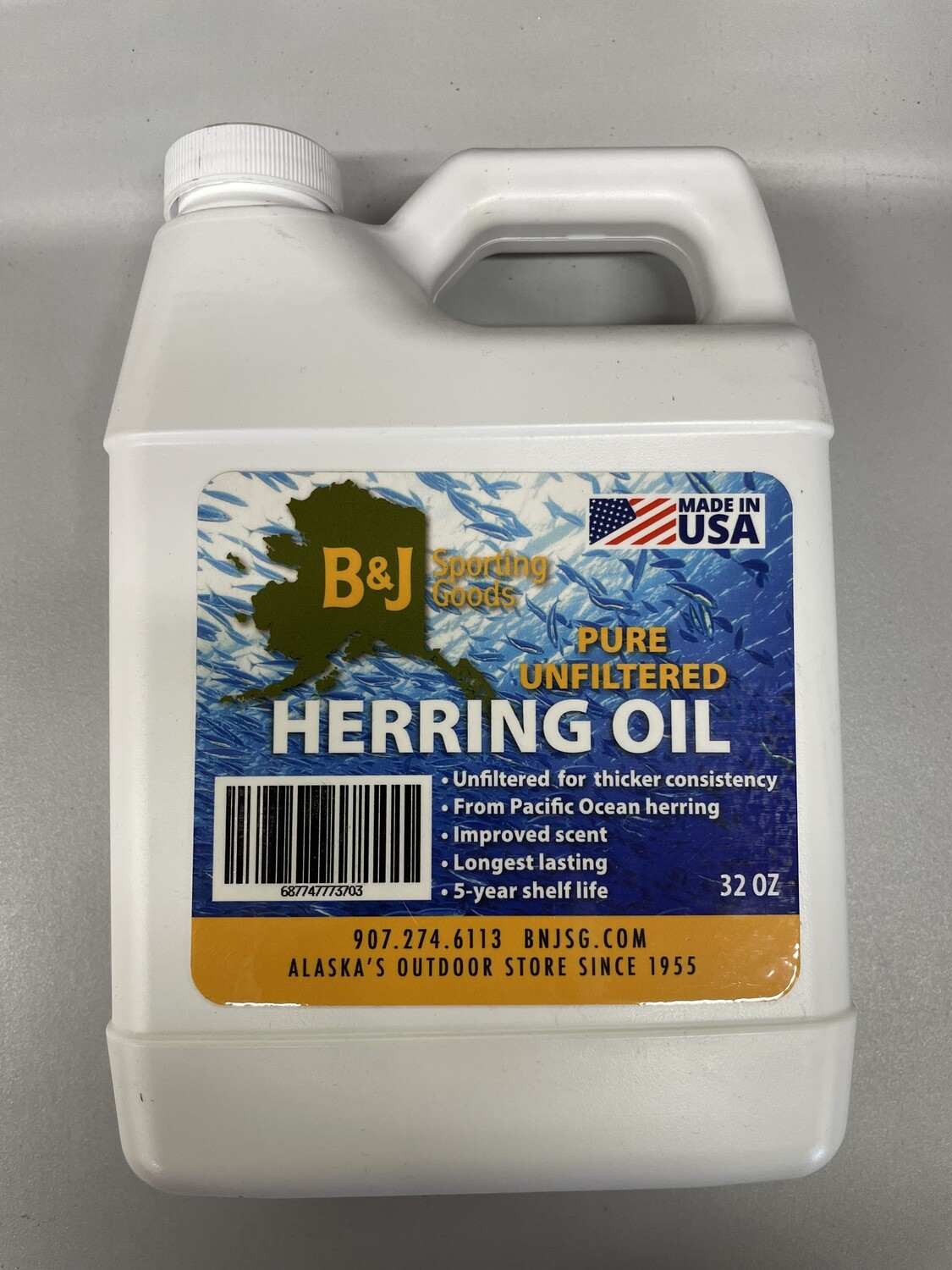 B&J Herring Oil Fishing Bait 32oz