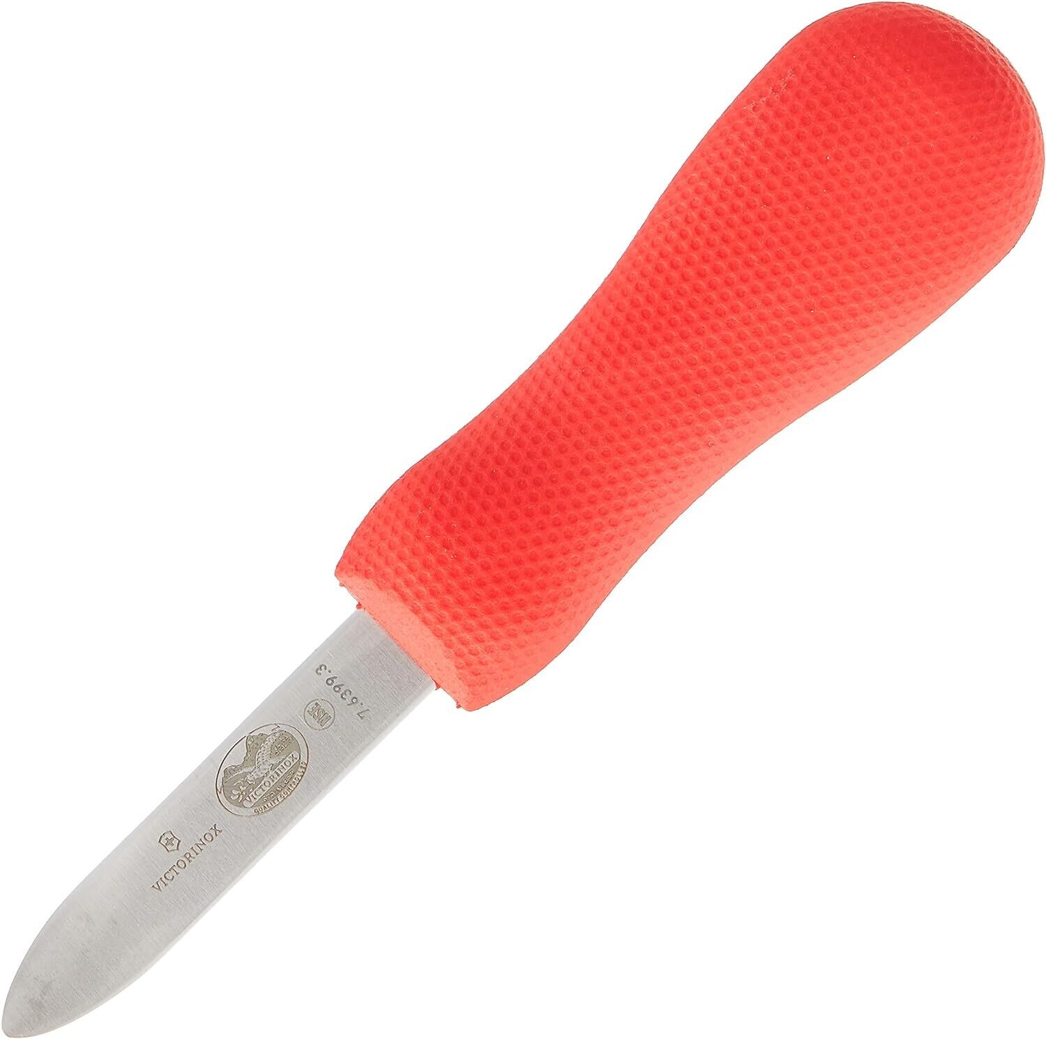 Victorinox Oyster Knife New Haven Style, Bent Tip  w/ SuperGrip 2¾&quot; - Red