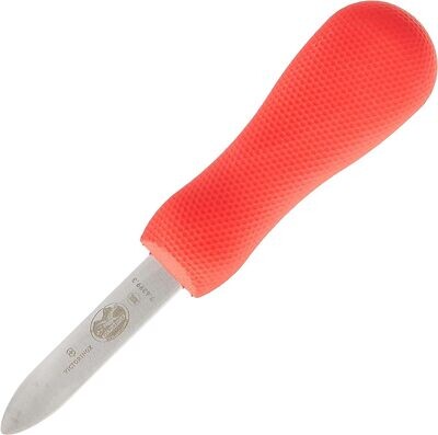 Victorinox Oyster Knife New Haven Style, Bent Tip  w/ SuperGrip 2¾&quot; - Red