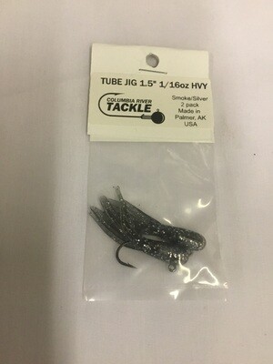 Columbia River 1.5" TUBE JIG SILVER GLITTER SMOKE, 1/16oz