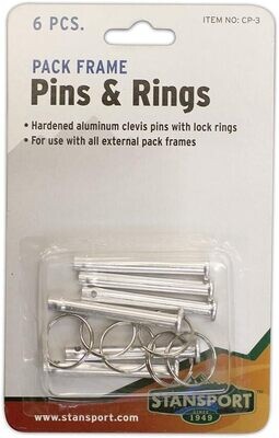 Stansport Pack Frame Aluminum Clevis Pins + Rings 6pk