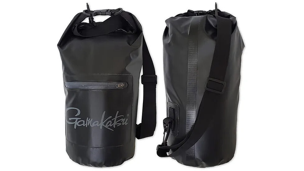 Gamakatsu Waterproof Dry Bag Backpack 10L BAG003 (17.5&quot; x 12.5&quot; x 7&quot;) Black disc