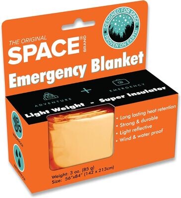 Grabber Original Space Blanket Emergency Blanket (56&quot;x84&quot;) Orange/Silver