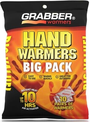 Grabber HWPP10DISPLAYUSA Big Pack Hand Warmers 10 Pack of Small 7Hrs