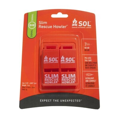 SOL Slim Rescue Howler Whistle, 2/pk