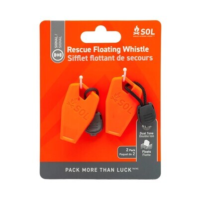 SOL Rescue Floating Whistle 2pk