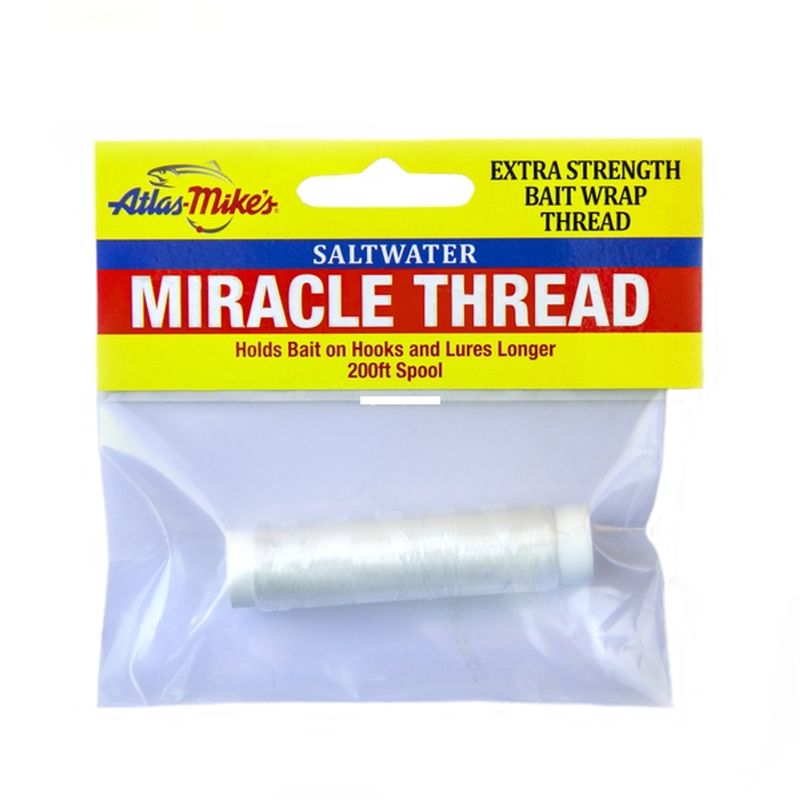 Atlas Mike's Miracle Thread Saltwater Bait Wrap Thread 200' Extra Strength - Clear