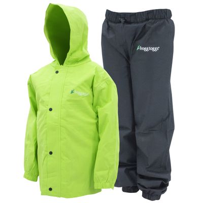 Frogg Toggs® Youth Polly Woggs Rainsuit, Color: Hi Vis Lime Green/Black, Size: S