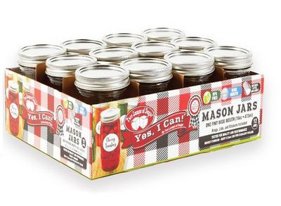TLS Pint Mason Canning Jar Wide w/Ring &amp; Lid 16oz 12pk