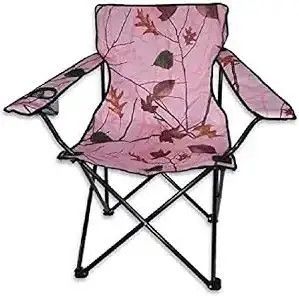 WFS Quad Folding Camp Chair w/ Arms - Pink Camo