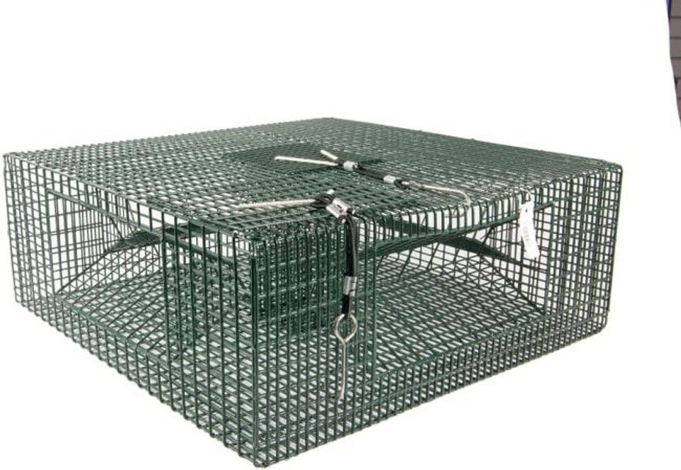 SMI Shrimp Trap AK Square w/ 4 entry (25&quot;x25&quot;x9-1/2&quot;) w/ Bait Cage