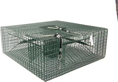 SMI Shrimp Trap AK Square w/ 4 entry (25&quot;x25&quot;x9-1/2&quot;) w/ Bait Cage