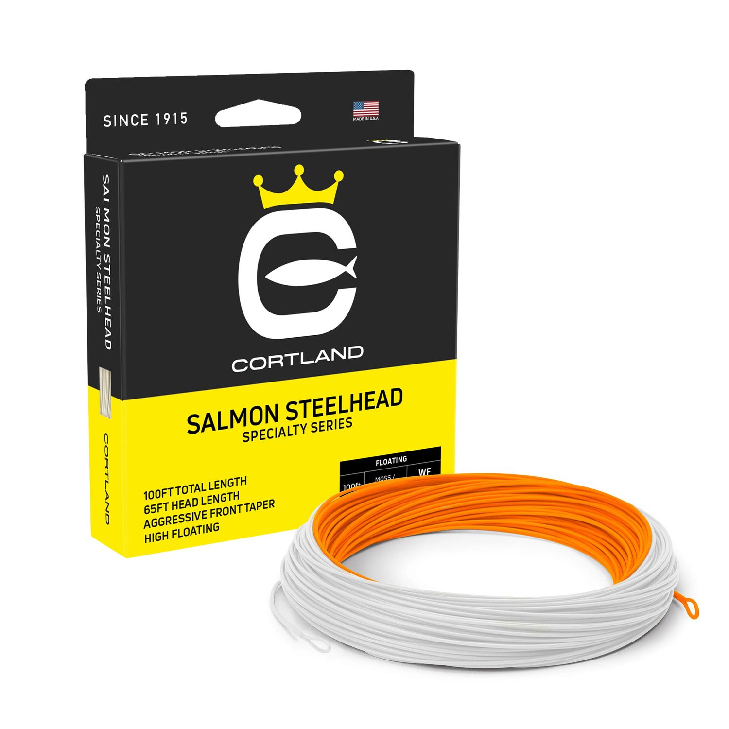 Cortland Fly Line Floating Salmon Steelhead 100&#39; WF8F -Orange/White