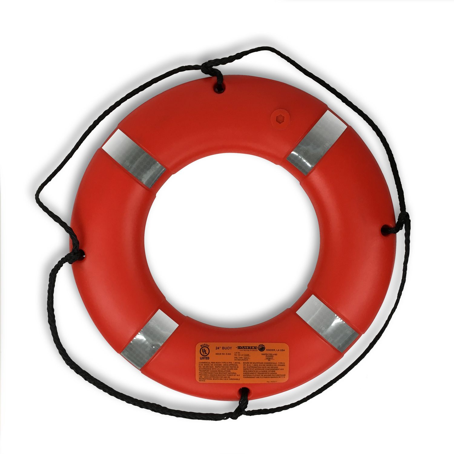 Datrex Ring Buoy Hard 24&quot; w/ Tape Orange