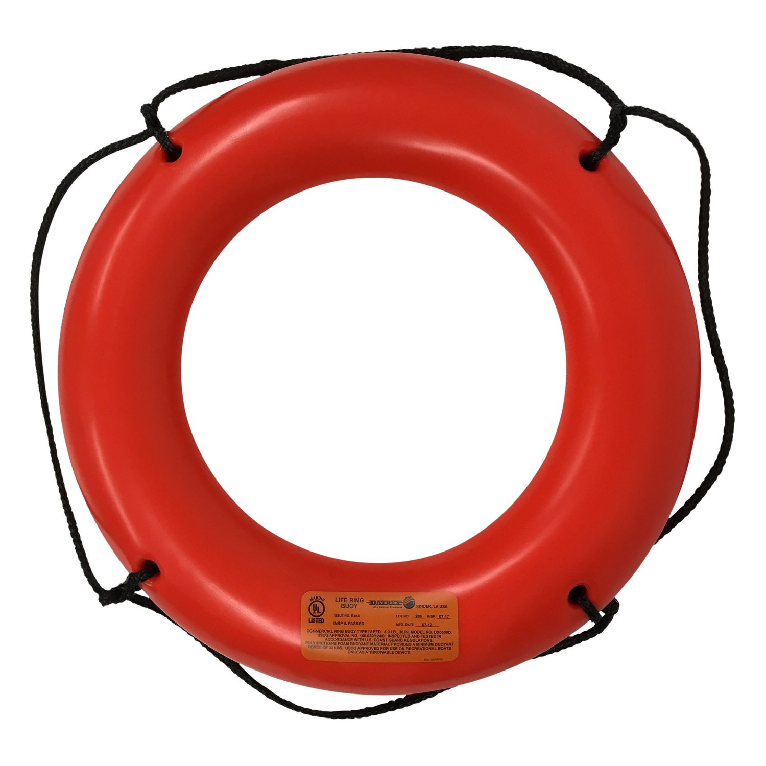 Datrex Ring Buoy Soft 30&quot; w/ Tape Orange