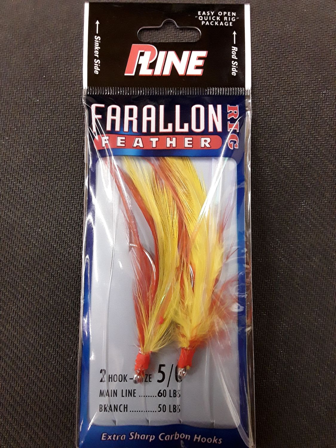P-Line Farallon Feather  5/0  2 Hook Rig, Color: Red Yel