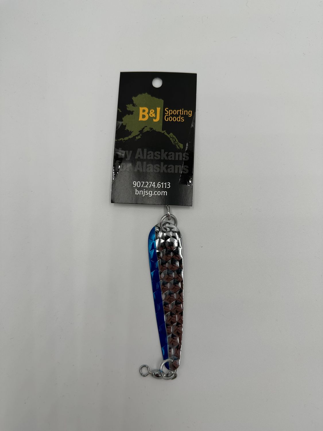 B&amp;J King Magic Trolling Spoon Nickle/Blue sz 5/0