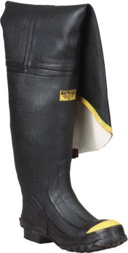 Ranger 36&quot; Heavy-Duty Men&#39;s Full Rubber Hip Boots with Steel Toe, Black &amp; Yellow (T112)