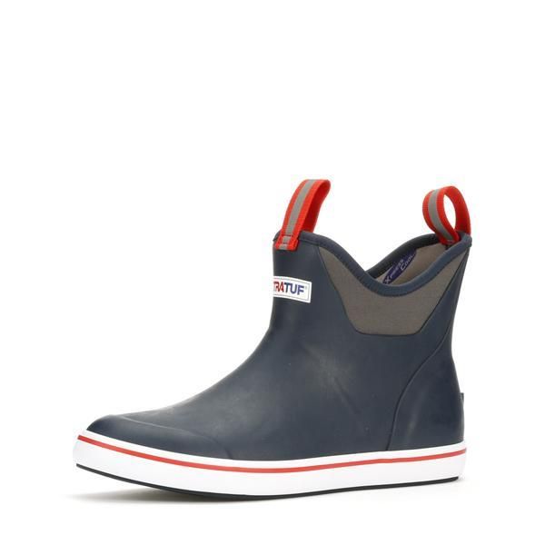 XtraTuf Men&#39;s 6&quot; Ankle Deck Boot - Navy/Red, Size: 7