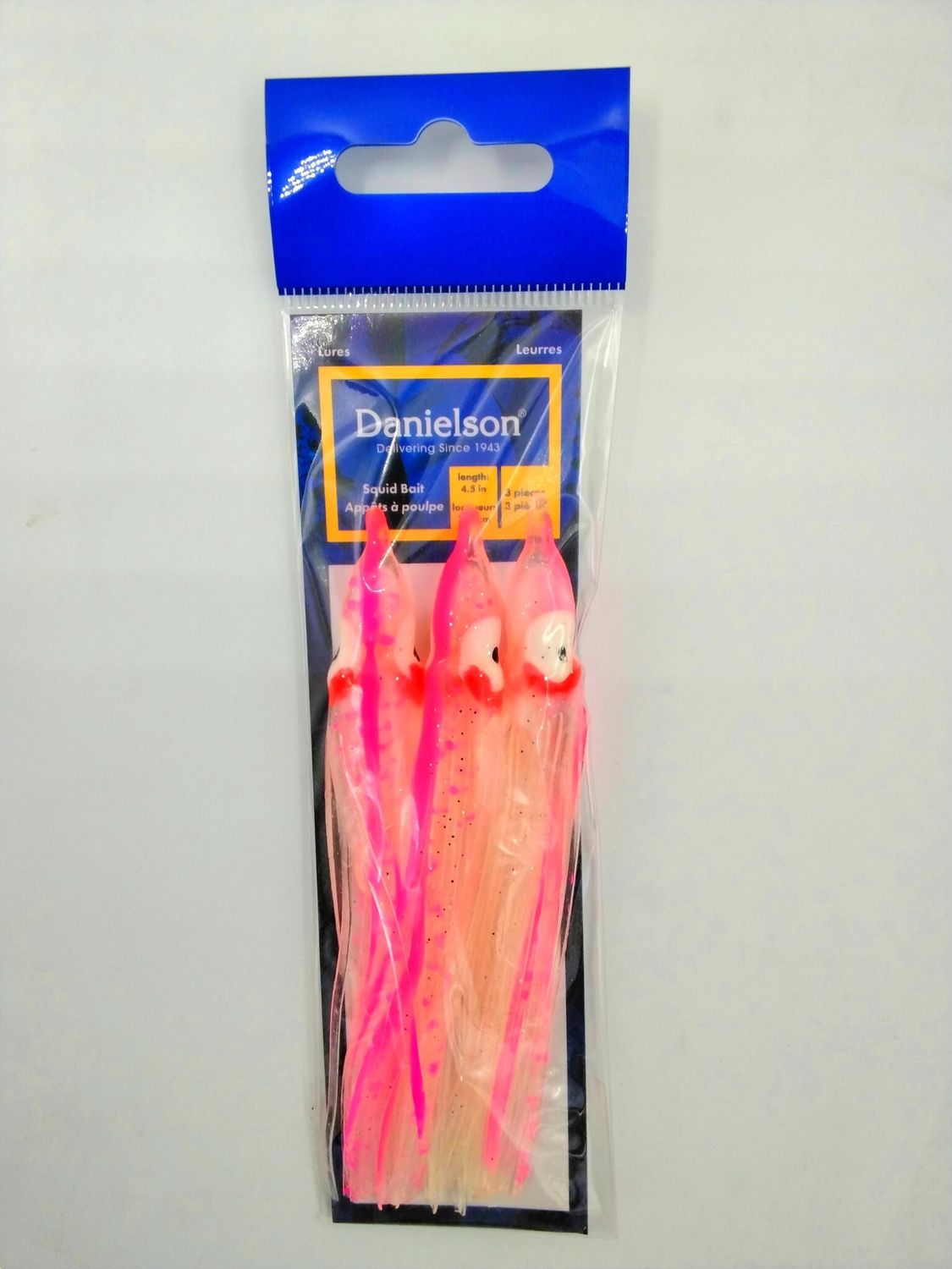 Danielson SQD453131 Squid Bait 4.5&#39;&#39; UV Clear/Pink Spl 3pk