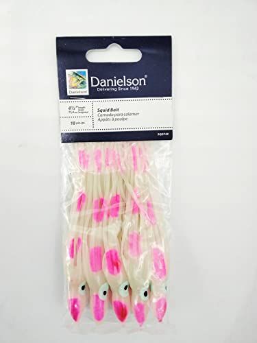 Danielson SQDT49 Squid Bait, 4.5in, Glow, Hot Pink