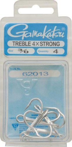 Gamakatsu Treble Hook 4 x Strong Tackle, Size: (5 Pack) Tin, 1/0