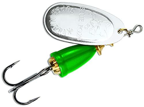 Blue Fox Classic Vibrax 00 Painted Tackle, Silver/Fluorescent Green, 7/64