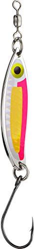 Peetz CJ Special 2.5-Inch Herring Fishing Spoon Lure | Nickel Plated Brass | UV Fluoro Pink &amp; Silver/Gold Scale | Ice Fishing Hard Bait for Walleye Northern Pike Smallmouth Bass Lake Trout