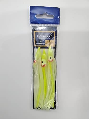 Danielson Squid 4.5&quot; Glow/Chartreuse Streak 3-pk