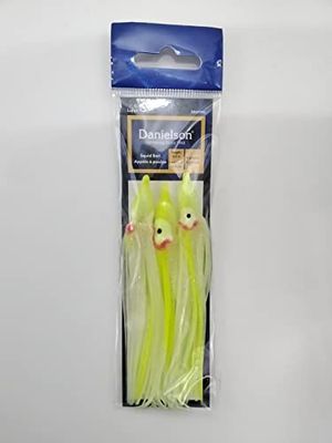 Danielson Squid 4.5&quot; Glow/Chartreuse Streak 3-pk