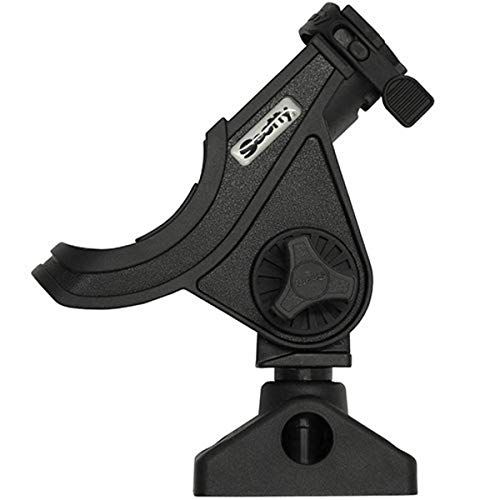 Scotty #280-BK Baitcaster/ Spinning Rod Holder w/ #241 Side Deck Mount (Black) Small