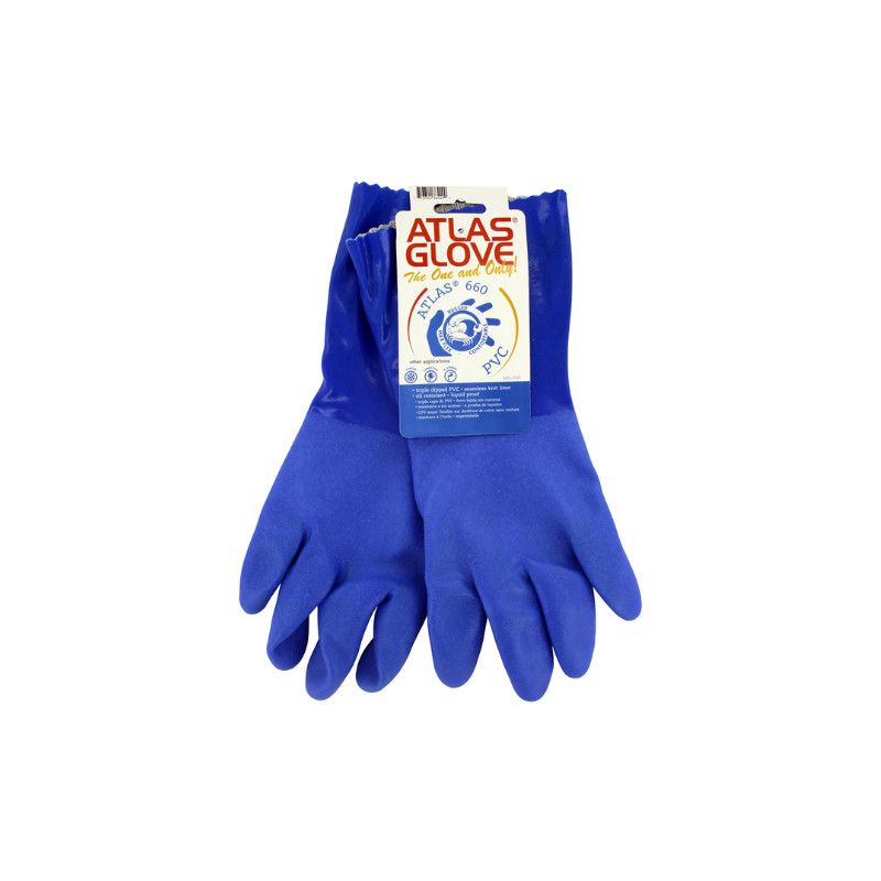 Atlas Glove 660 Heavy PVC Blue 1pr, Size: XL