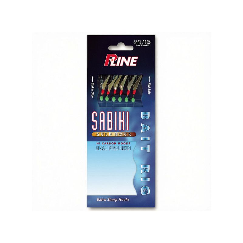P-Line Sabiki Rig Gold Hook Fish Skin w/ Mylar