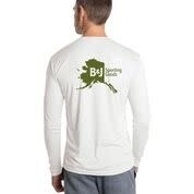 B&amp;J Long Sleeve Sun Shirt White w/ Green Logo 