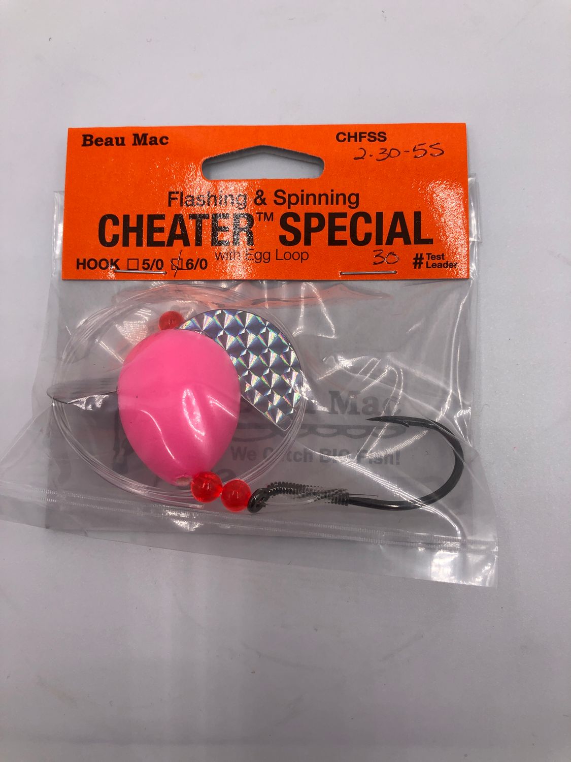 Beau Mac F &amp; S Cheater Spec sz 2 30-lb Sngl 6/0 Hook, Color: 5S