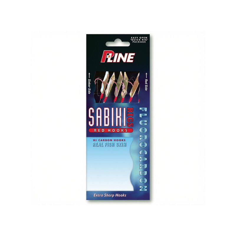 P-Line Sabiki Rig Red Hook Fluorocarbon Fish Skin