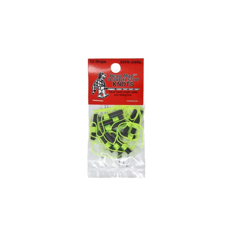 Beau Mac Bobber Stop Knots w/ Beads Chartreuse Glow