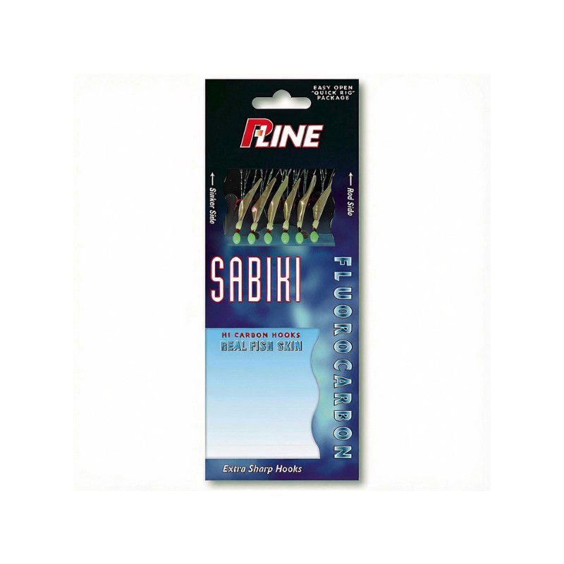 P-Line Sabiki Rig Red Hook Fluorocarbon Fish Skin w/ Mylar 