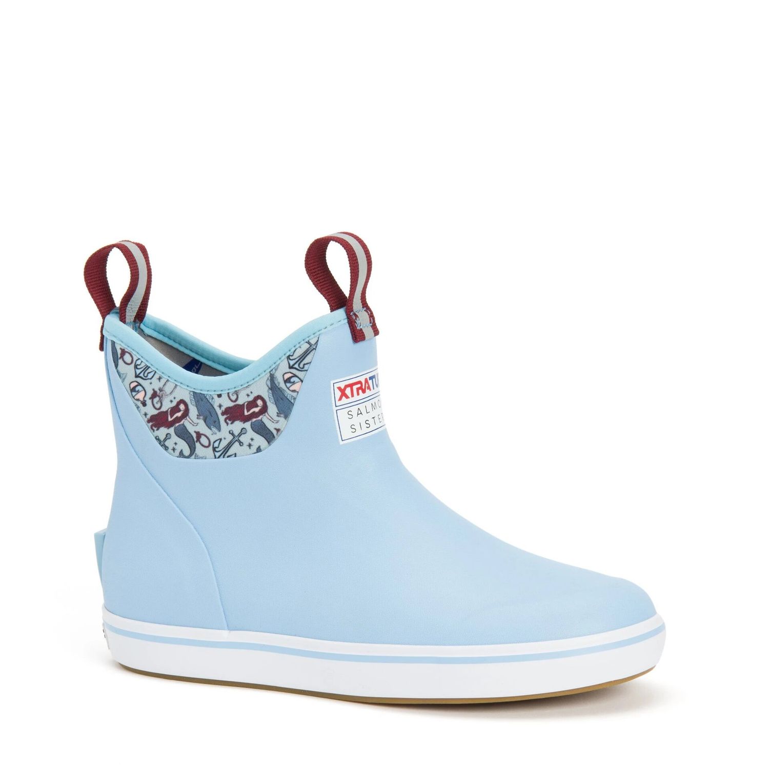 XtraTuf Women's Salmon Sisters Ankle Deck Boot 6" Mermaid Glacier Blue, Size: 5