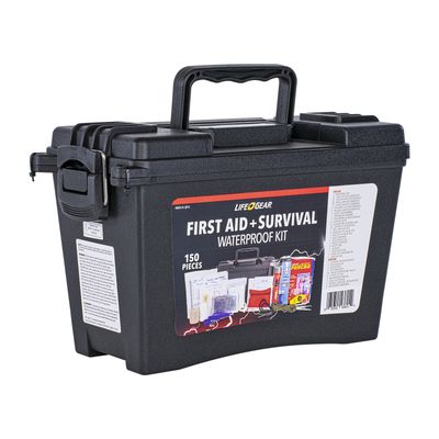 Dorcy Life Gear First-aid + Survival Waterproof Kit [41-3815 150PC]  150pcs Black